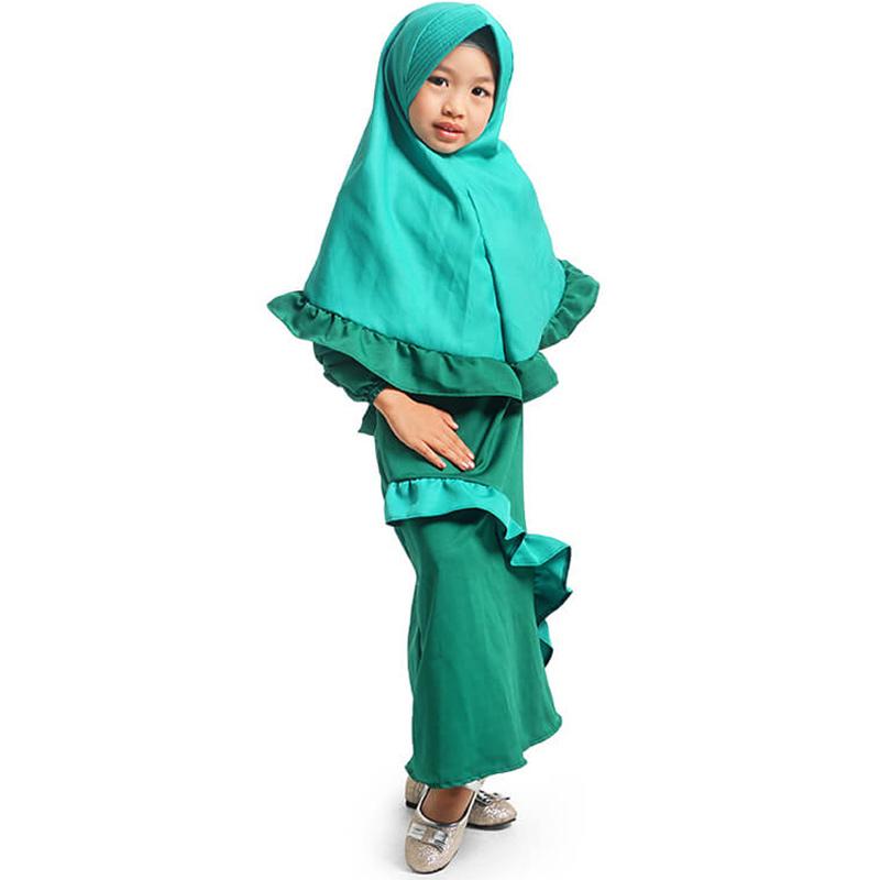 Jual Bajuyuli Rempel Diagonal Baju Muslim Gamis Anak Perempuan Hijau Botol Online Januari 2021 Blibli
