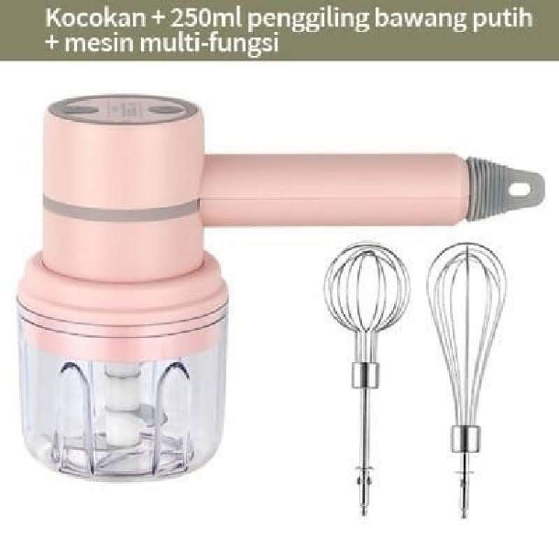 HAND MIXER BLENDER CHOPPER PORTABLE 3IN1 TANPA KABEL PENGOCOK TELUR  CHOPPER ELEKTRIK WIRELESS PORTABLE