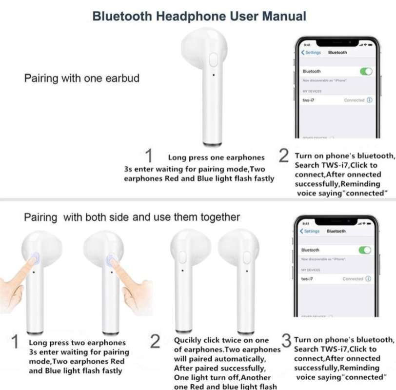 TWS Headset Bluetooth TWS i7s Original kualitas Premium