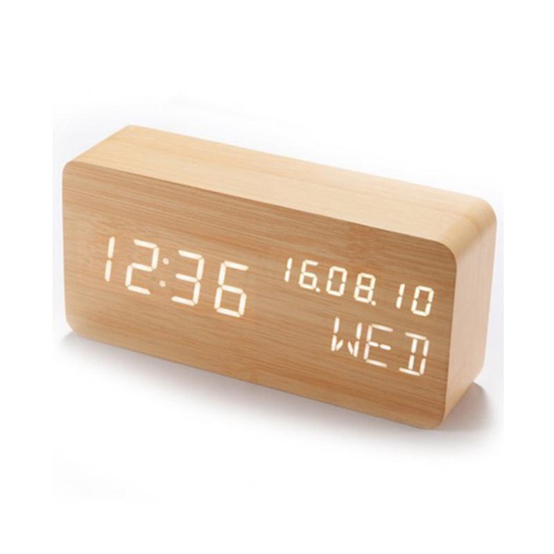 Jual H Ikea Wood Grain Alarm Voice Control Led Digital Clock Online September 2020 Blibli Com
