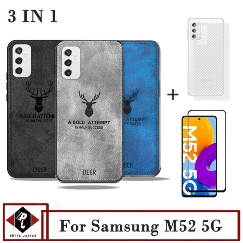 3in1 Case Deer Samsung M52 5G Tempered Glass Layar Bonus Garskin - Main Image