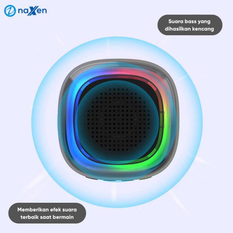 Naxen Speaker Bluetooth Transparan E-3052 Extra Bass RGB LED Lamp