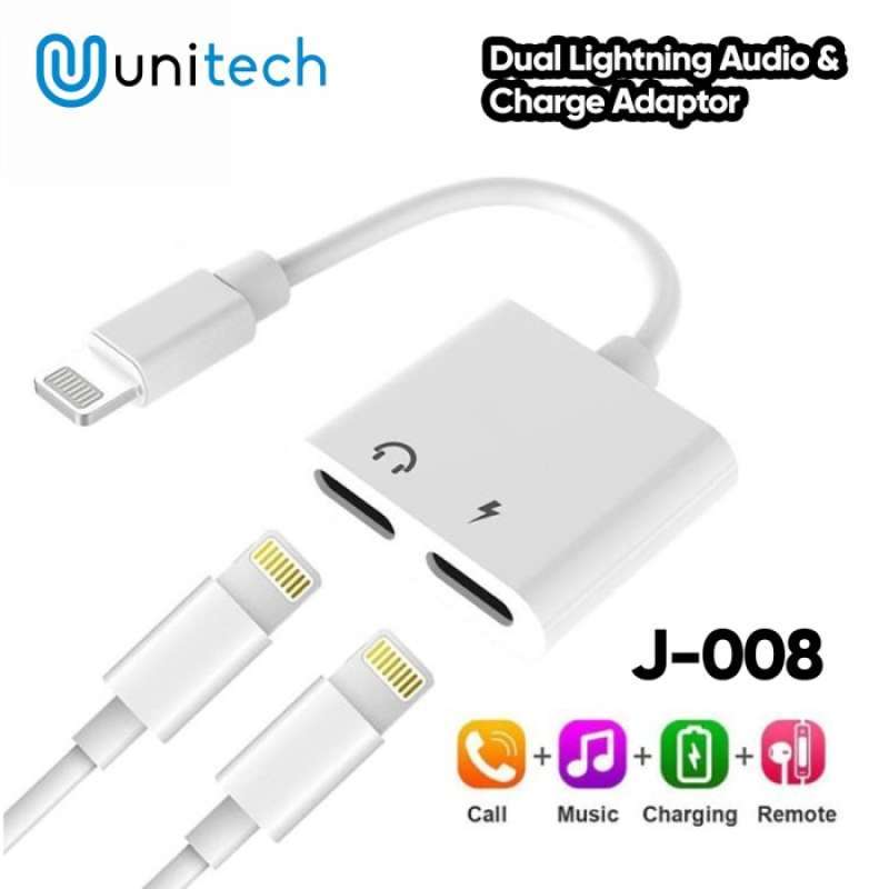 Dual Iphone Lightning Adapter Converter Splitter Connector J-008