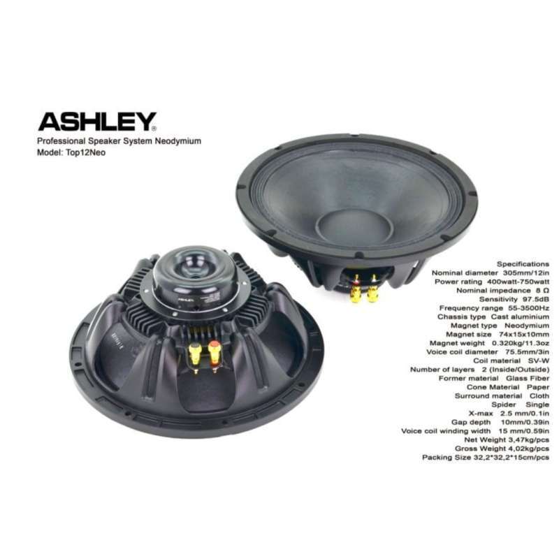 Speaker Component Ashley TOP12NEO Top 12 Neo Woofer 12 inch