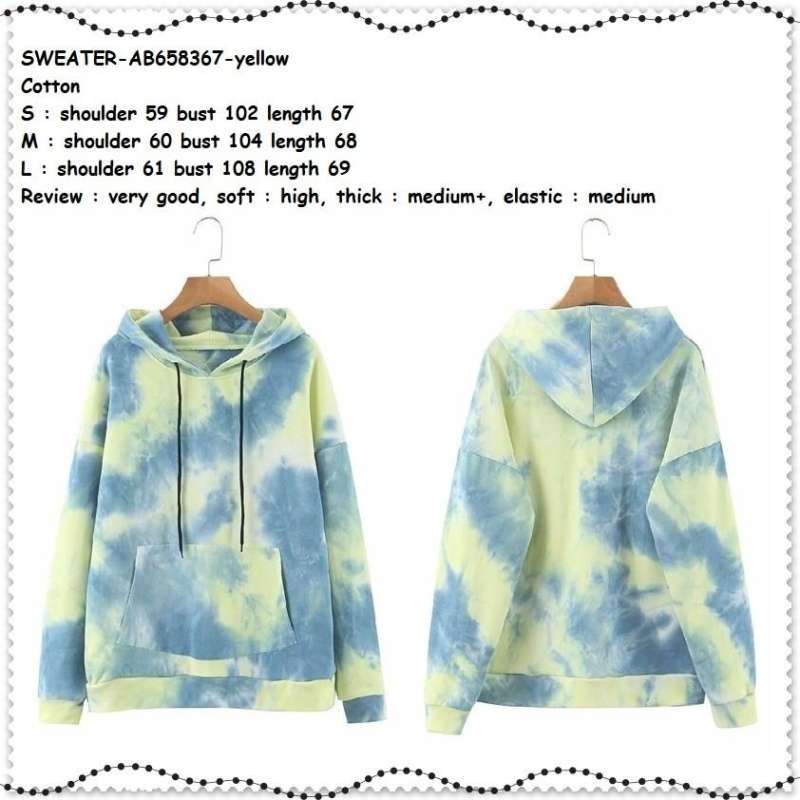 AB658367 Tie Dye Sweater Kaos Hoodie Sweatshirt Wanita Korea Import