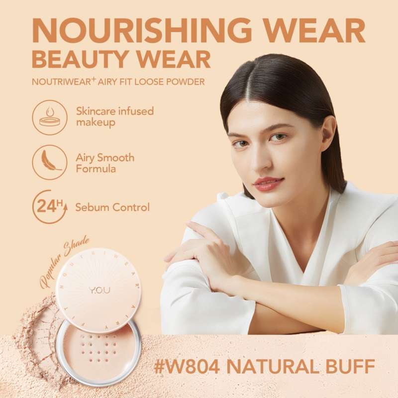 YOU NoutriWear+ Airy Fit Loose Powder [Nourishing | Oil-control Hingga 24  Jam | Tahan Lama bedak tabur | Tahan Air