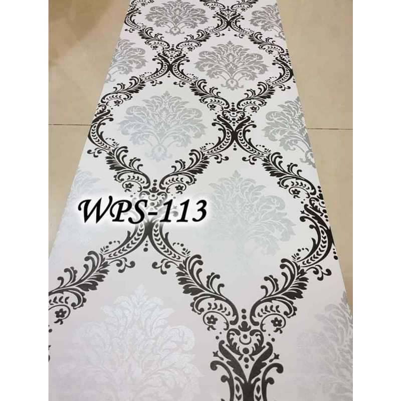 Jual Samhez Wps113 White Amp Cute Black Silver Flower Wallpaper
