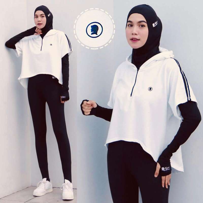 HITJAB Asymmetric Hoodie Active Wear Sport Wear Jumper Olahraga 9 0237