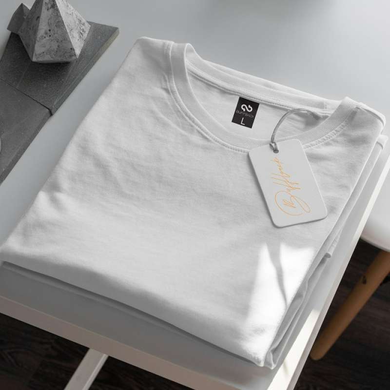 Kaos Polos Cotton Combed 30S Putih Buffback