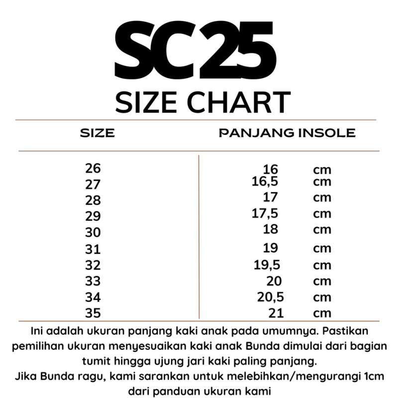Size chart on sale sepatu wanita