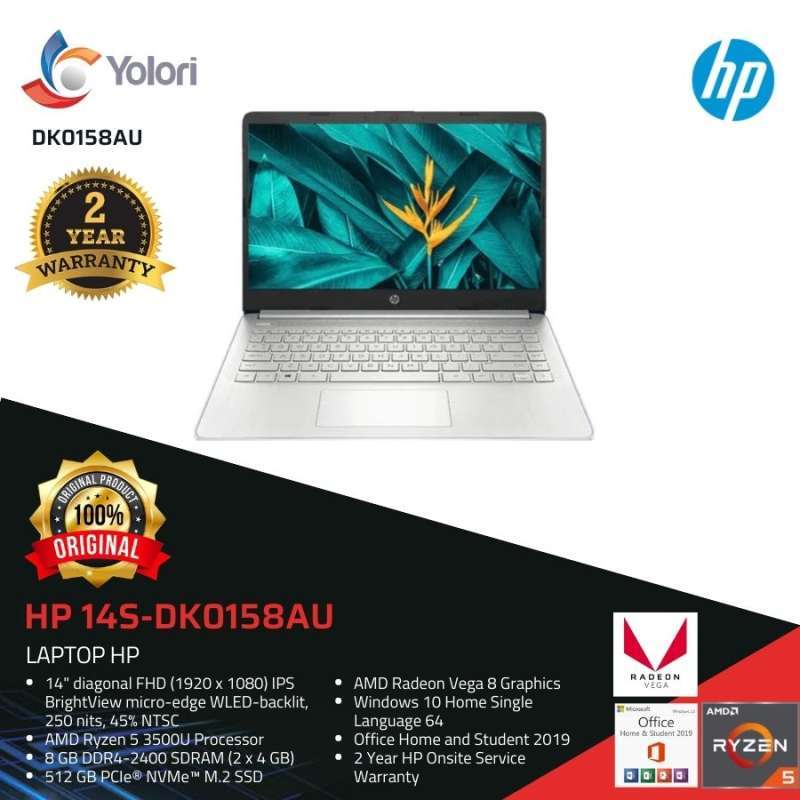 Laptop Amd Ryzen R5 3500u HP 14s-DK0158AU R5-3500U 8GB 512GB AMD