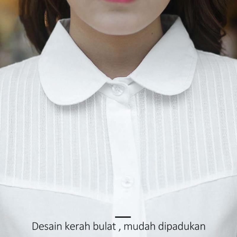 Jual Soigni Motif Garis Slimfit Kemeja Lengan Panjang Wanita Putih Online Februari 2021 Blibli