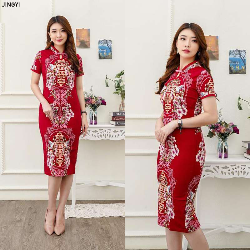 Jual Evercloth Jingyi Cheongsam Batik Couple Qipao Dress Batik