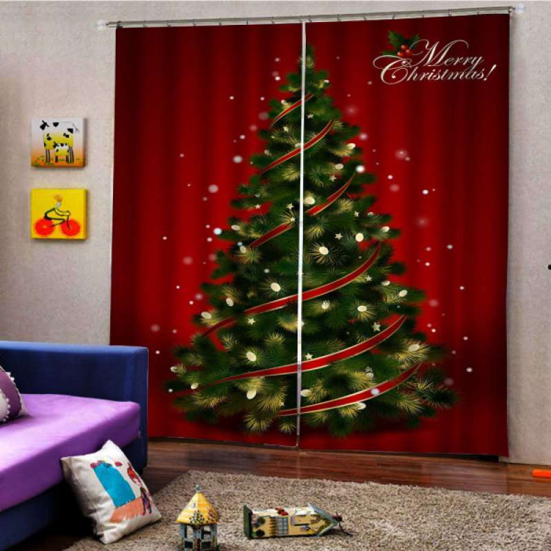 Jual Oem Christmas Curtains Living Room Bedroom Waterproof 2panels Drapes Xmas 40 X 55 Inch Online Oktober 2020 Blibli Com