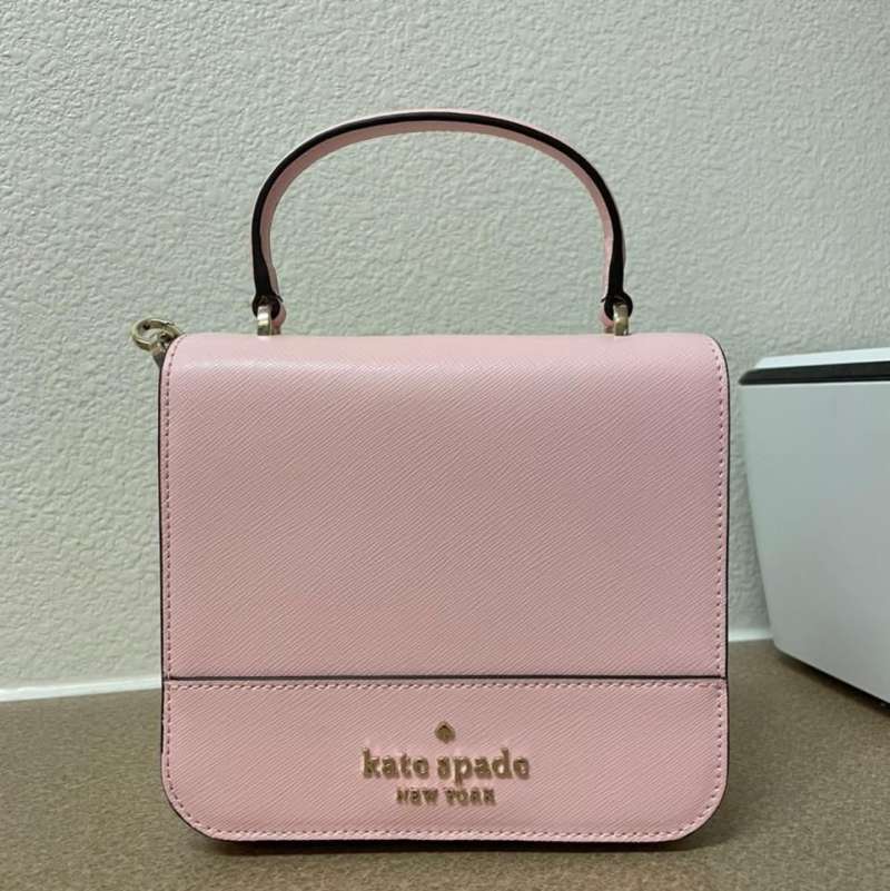 Kate Spade Run Around Large Flap Crossbody Bag Leather Purse Handbag Peach  Pink