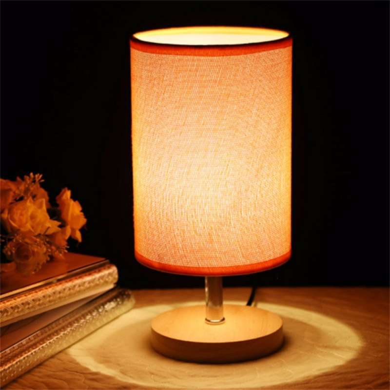 lans 5 colors fabric wood led e27 dimmer table lamp for bedroom 80 265v