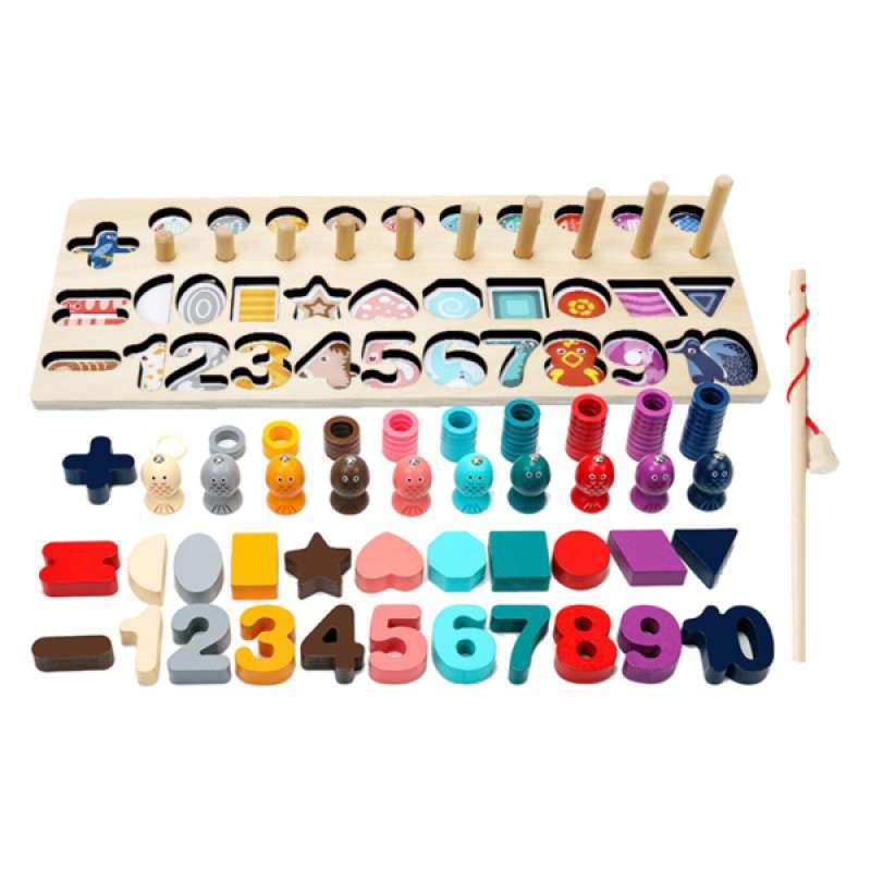 Jual Oem 4 In 1 Wooden Number Rings Shape Color Montessori Game Counting Board Toys Online November 2020 Blibli Com