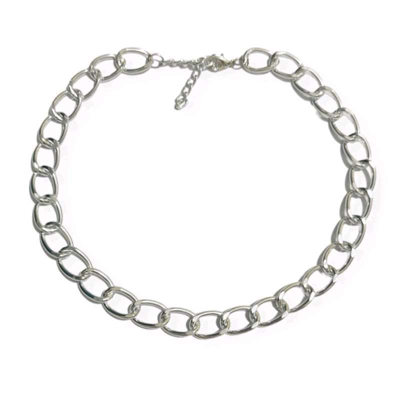 Kalung Rantai Choker Retro Thin Chain Rantai Besar Model Silver