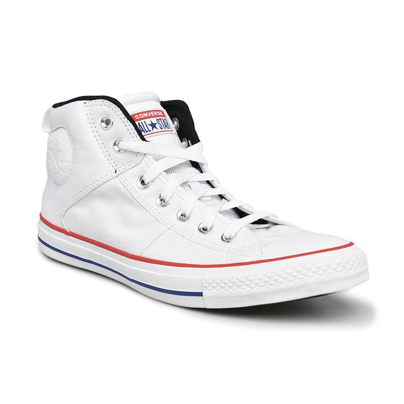 converse red white and blue shoes