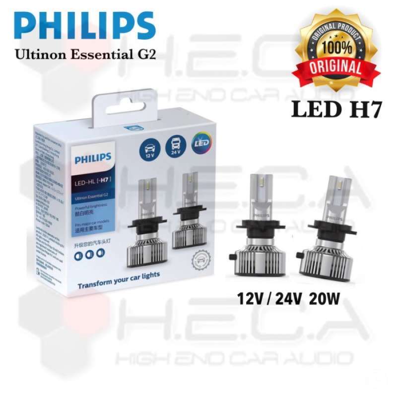 philips h7 ultinon essential g2 led lampu mobil 6500k 12v 24v 20w