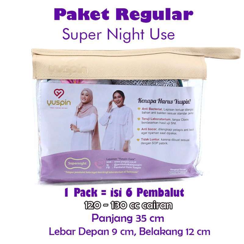Jual Yuspin Indonesia Super Night Use Pembalut Kain Paket Regular 6 Pcs Exclusive Pouch Murah Mei 2021 Blibli