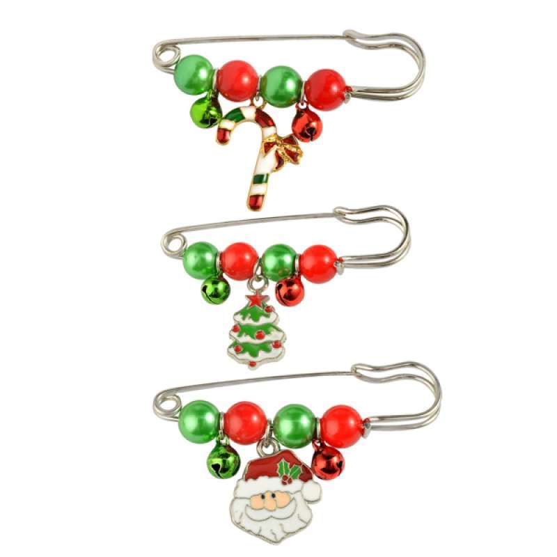 Jual 3pcs Unisex Christmas Xmas Safety Pin Brooch Costume Party Accessories Gift Online November 2020 Blibli
