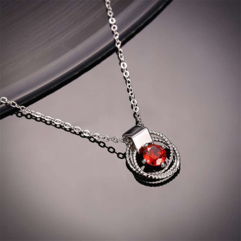 Red Zircon Pendant Necklace 