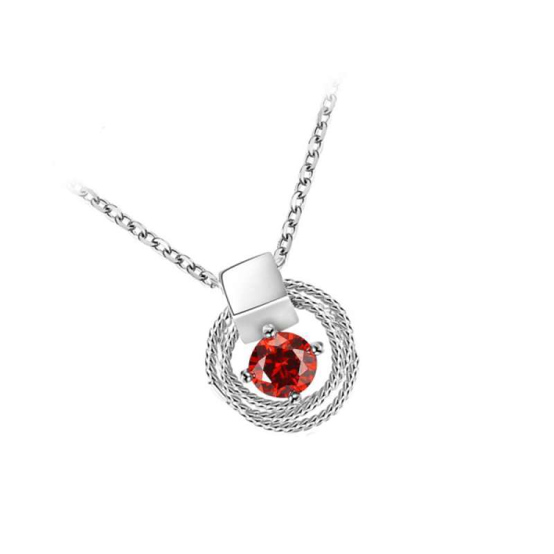 Red Zircon Pendant Necklace 