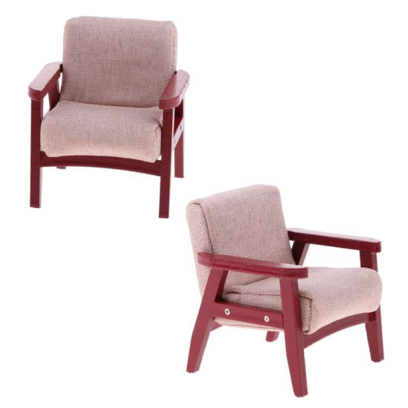 Jual 2pcs Wooden Single Sofa Chair Dollhouse Miniature Furniture Accessory Beige Online September 2020 Blibli Com
