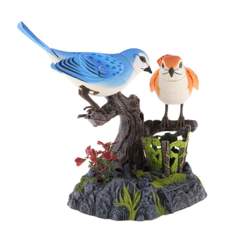 Voice Control Realistic Chirping Birds Child Kid Electric Toys w/ Pen Holder 