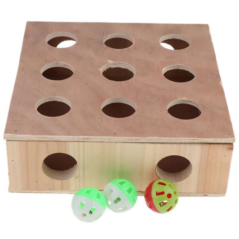Jual Pet Products Cat Teasing Toy Wooden Box With Holes Hide And Seek Online Januari 2021 Blibli