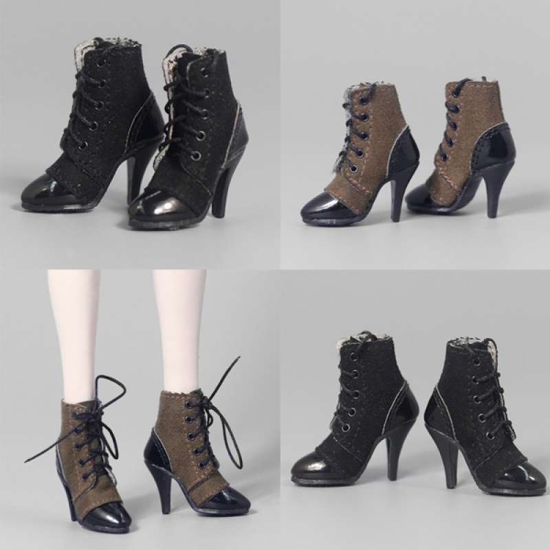 1//6 Scale Action Figures High Heel Shoes Ankle Boots for 12/'/' Female Coffee