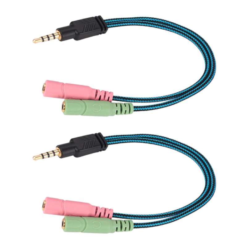 Promo 2pcs 3.5mm 4 Pole Stereo Audio Y 