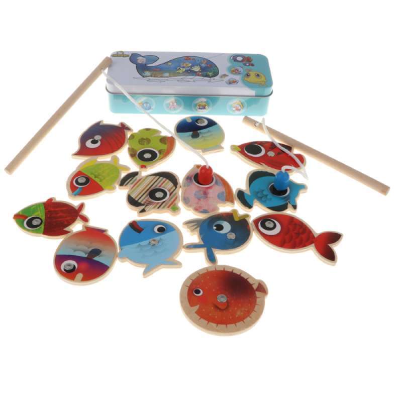 Jual 16 Pieces Baby Magnetic Fishing Game Wooden Fish & Pole Kit Pretend  Play Toy Di Seller Homyl - Shenzhen, Indonesia