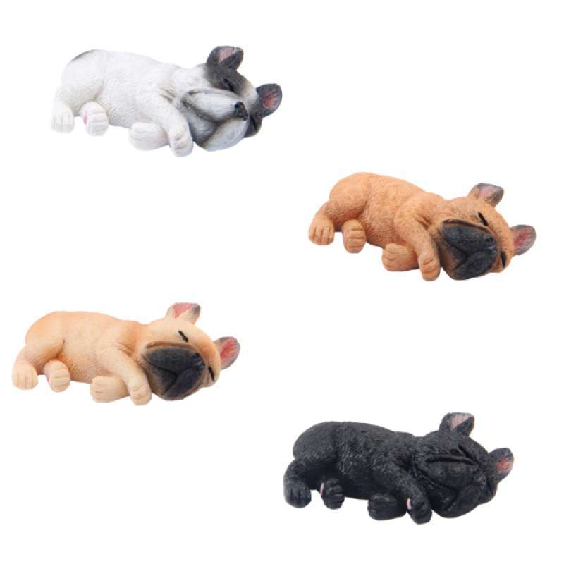 4 Pieces Resin Mini Lying Corgi Dog Bulldog Puppy Figurine Figure Miniature 