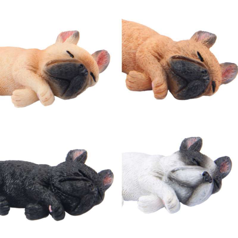 4 Pieces Resin Mini Lying Corgi Dog Bulldog Puppy Figurine Figure Miniature