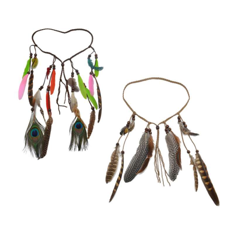 Promo 2pcs Boho Tassel Feather Headband 