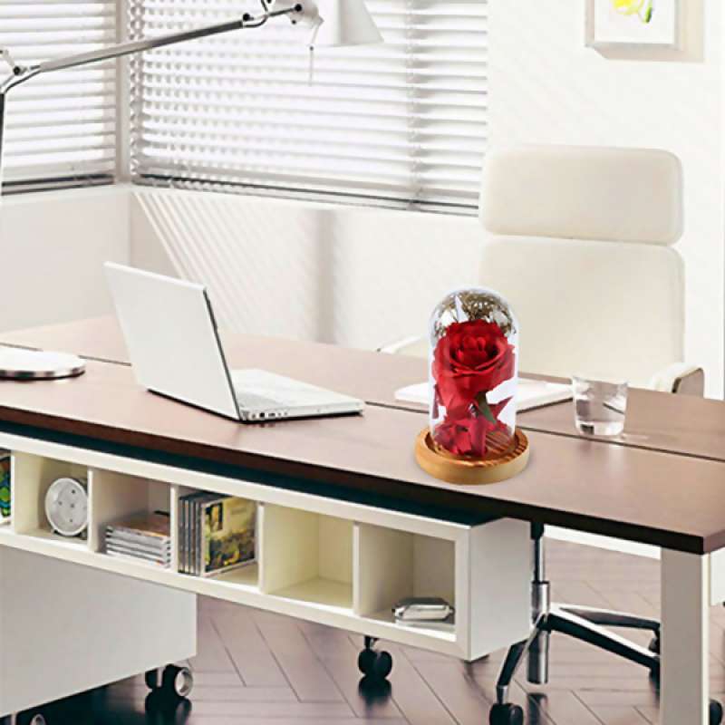 Jual Red Rose Flower Glass Dome For Home Bedroom Desk Table Decorative Lamp Decor Online November 2020 Blibli