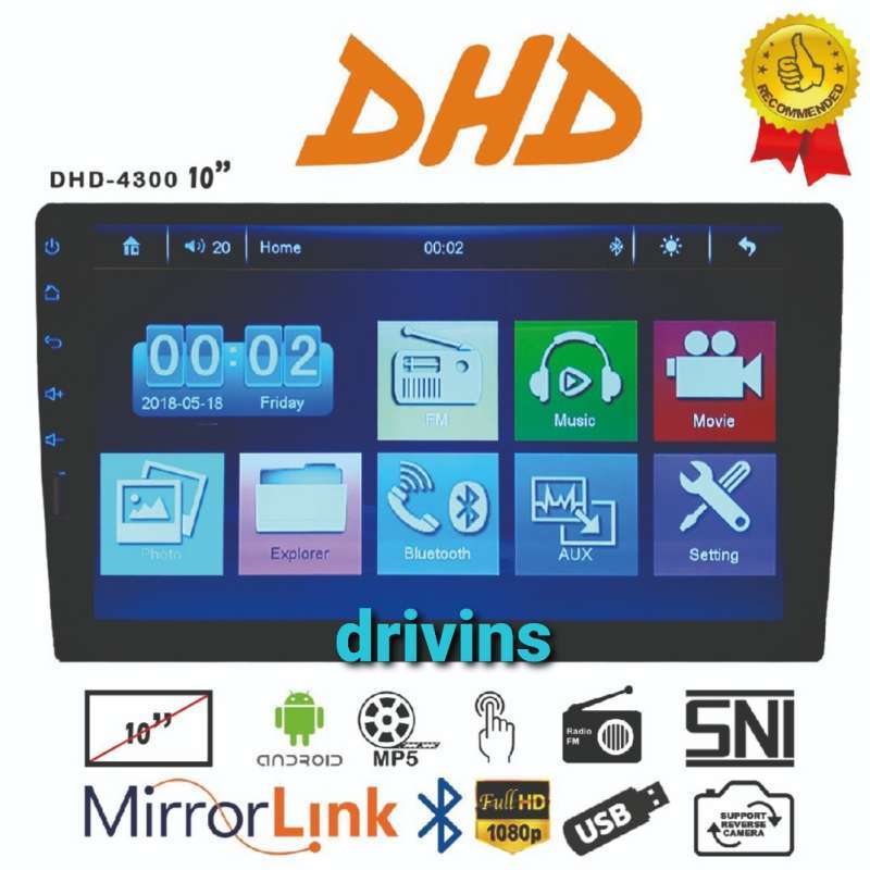 headunit mp5 deckless dhd 4300 10 inch mirrorlink bukan android