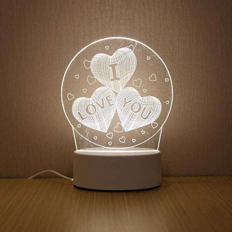 sololandor lampu 3d led transparan design i love you