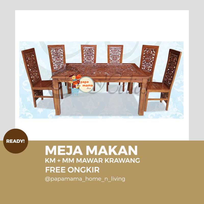 Jual Meja Makan Jepara Murah Kayu Jati 6 Set Meja Makan Cantik 6 Kursi Tipe Mawar Krawang Medan Online April 2021 Blibli Ukuran untuk 6 kursi biasanya 180 x 110 x 80 dan untuk ukuran 8 kursi yaitu 220 x 110 x 80 cm. meja makan jepara murah kayu jati 6 set meja makan cantik 6 kursi tipe mawar krawang medan