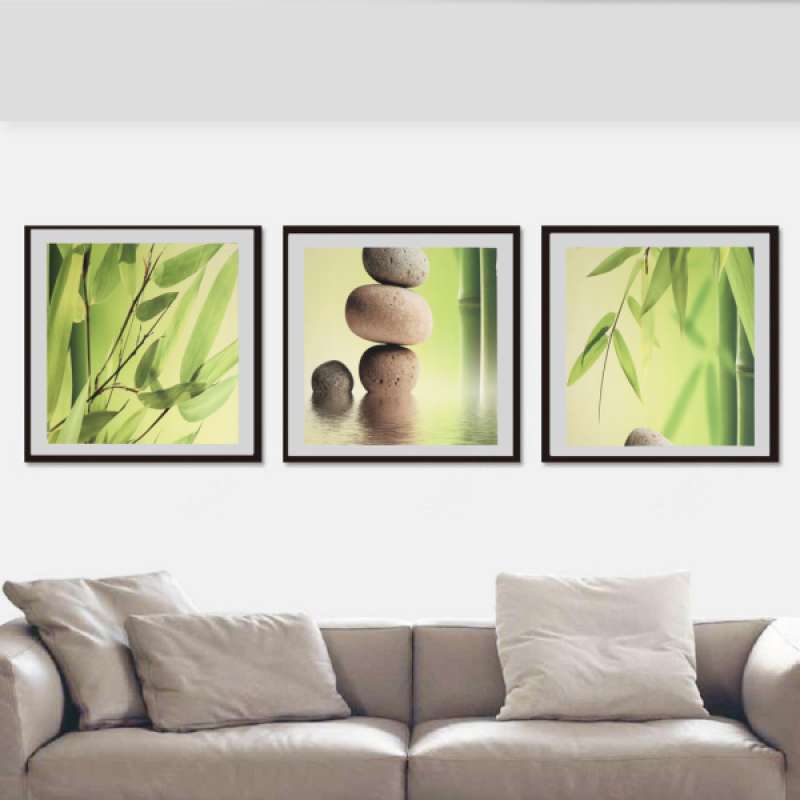 3pcs Stone Bamboo Painting Canvas Print Pictures Home Room Wall Decor 