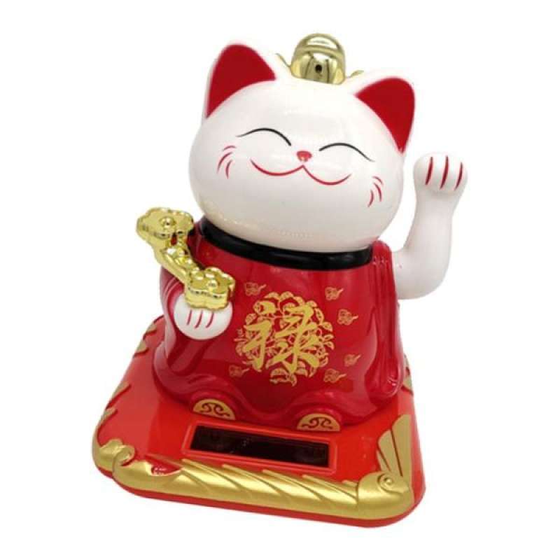 Jual Solar Powered Lucky Cat Waving Arm Fortune Cat Home Office Decor Red Lu Online Desember 2020 Blibli