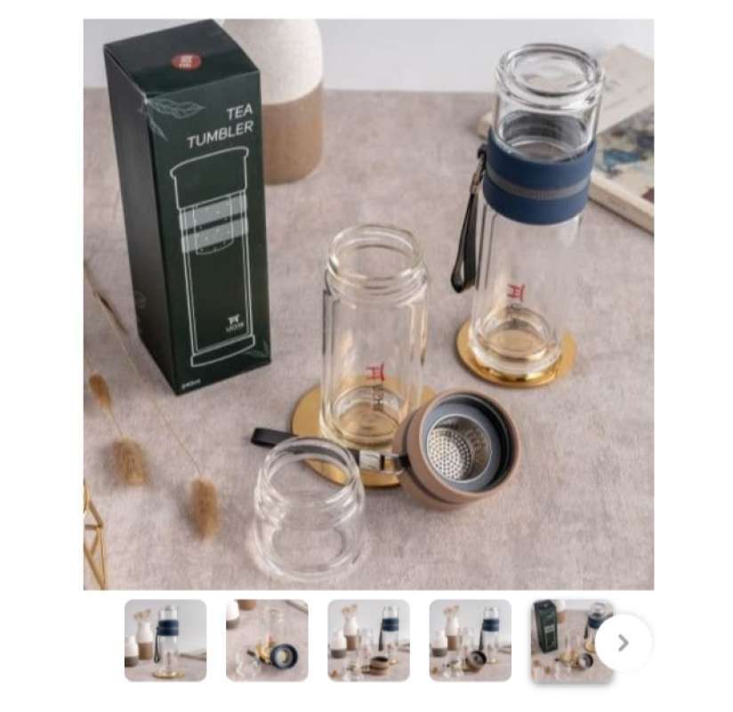 double wall glass tea tumbler