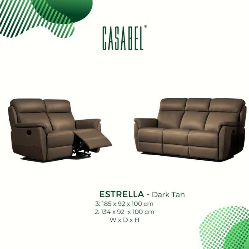 Casabel Estrella Minimalis Recliner Set, Leather Sofa Set 3 2 1