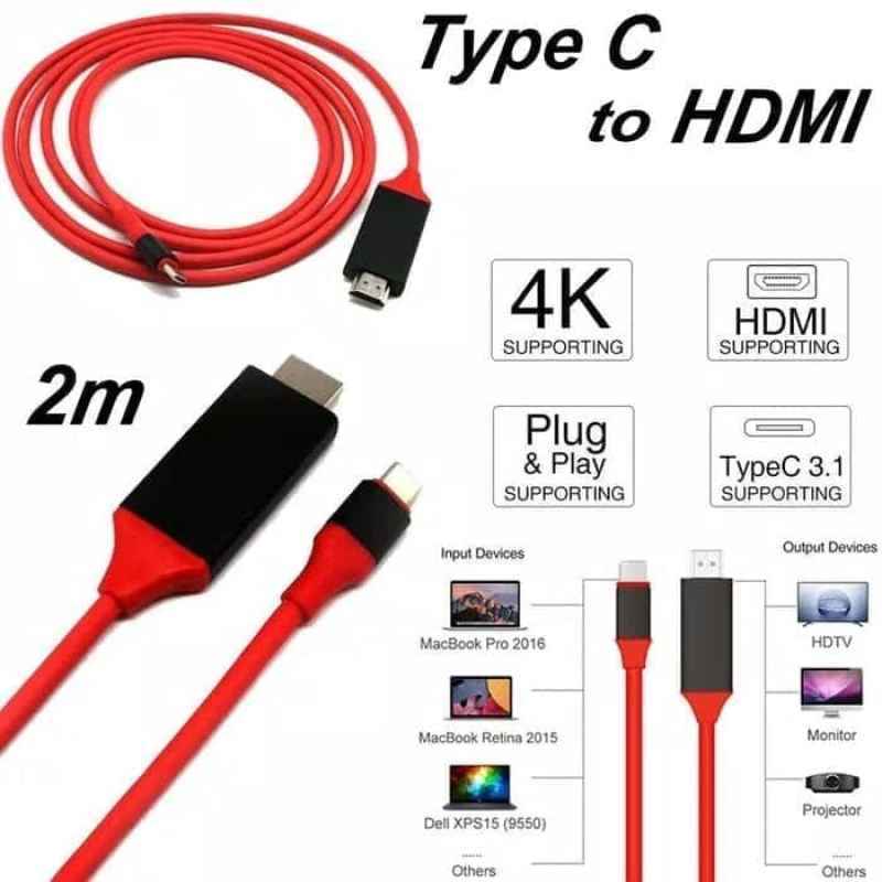 Jual 2 Meter Kabel Hdmi To Type C Hdtv Video Cable Kabel Data Penghubung Tv Proyektor Hp Online Desember 2020 Blibli