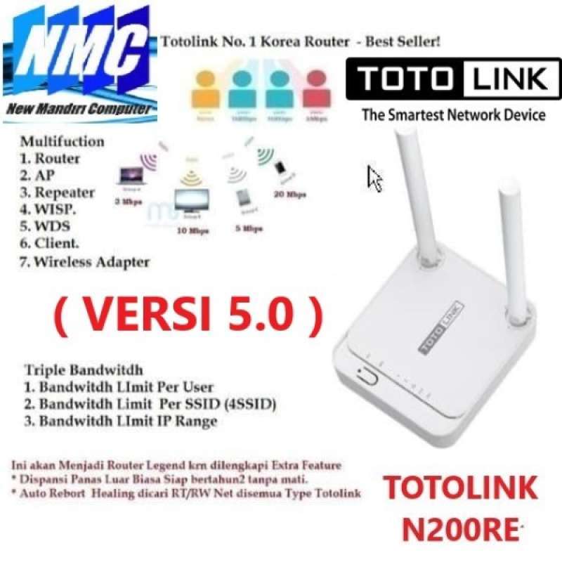 Jual TOTOLINK N200RE Mini Wireless N Router 300Mbps (Versi 5.0) Online  Januari 2021 | Blibli