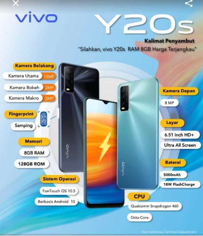 Jual Vivo Y20s Ram 8 128gb Garansi Resmi Online Februari 2021 Blibli