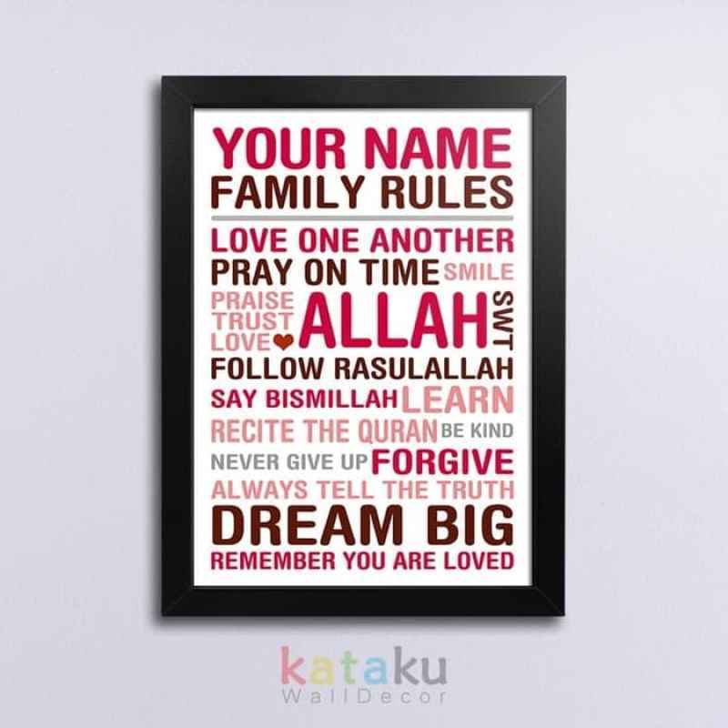 Jual Custom Family Rules Home Decor Islami Pigura Hiasan Dinding Online November 2020 Blibli Com