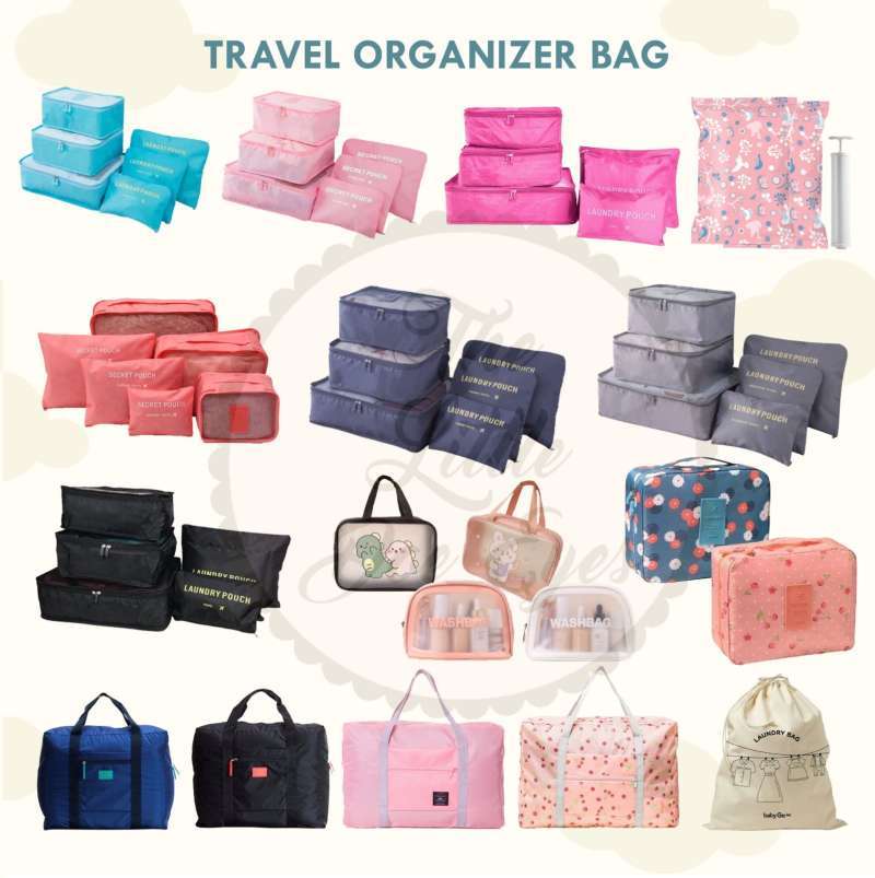 Jual [READY] Travel Bag / Toileries / Cosmetic Bag / Big Waterproof - Grey 6pcs di Seller Little Doe Eyes - Hegarmanah, Kota Bandung | Blibli